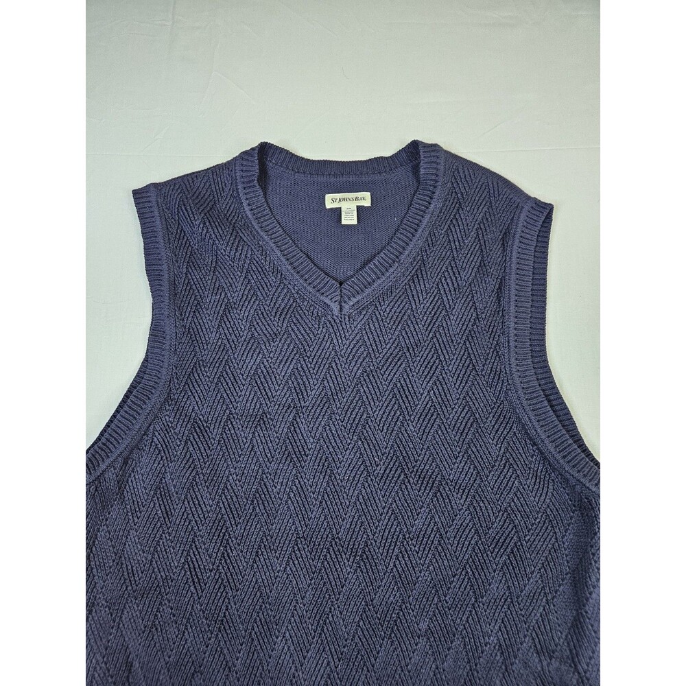 St John’s Bay Sweater Vest Men's Size Medium Navy Blue V-Neck Vintage